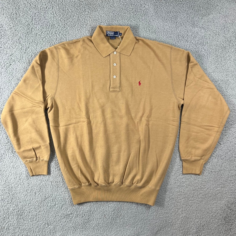 Polo Ralph Lauren Men's Tan Long Sleeve Pullover Sweatshirt Size M VTG‎ NWT
